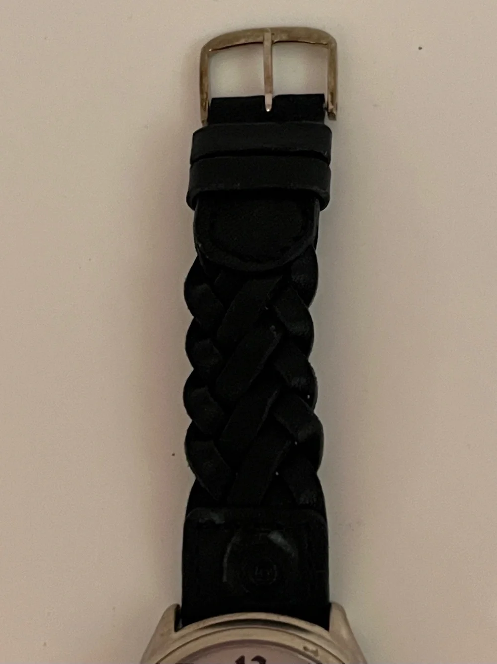 Ferco Indiglo Black Braided Leather Strap Watch with Silver Case and White Dial